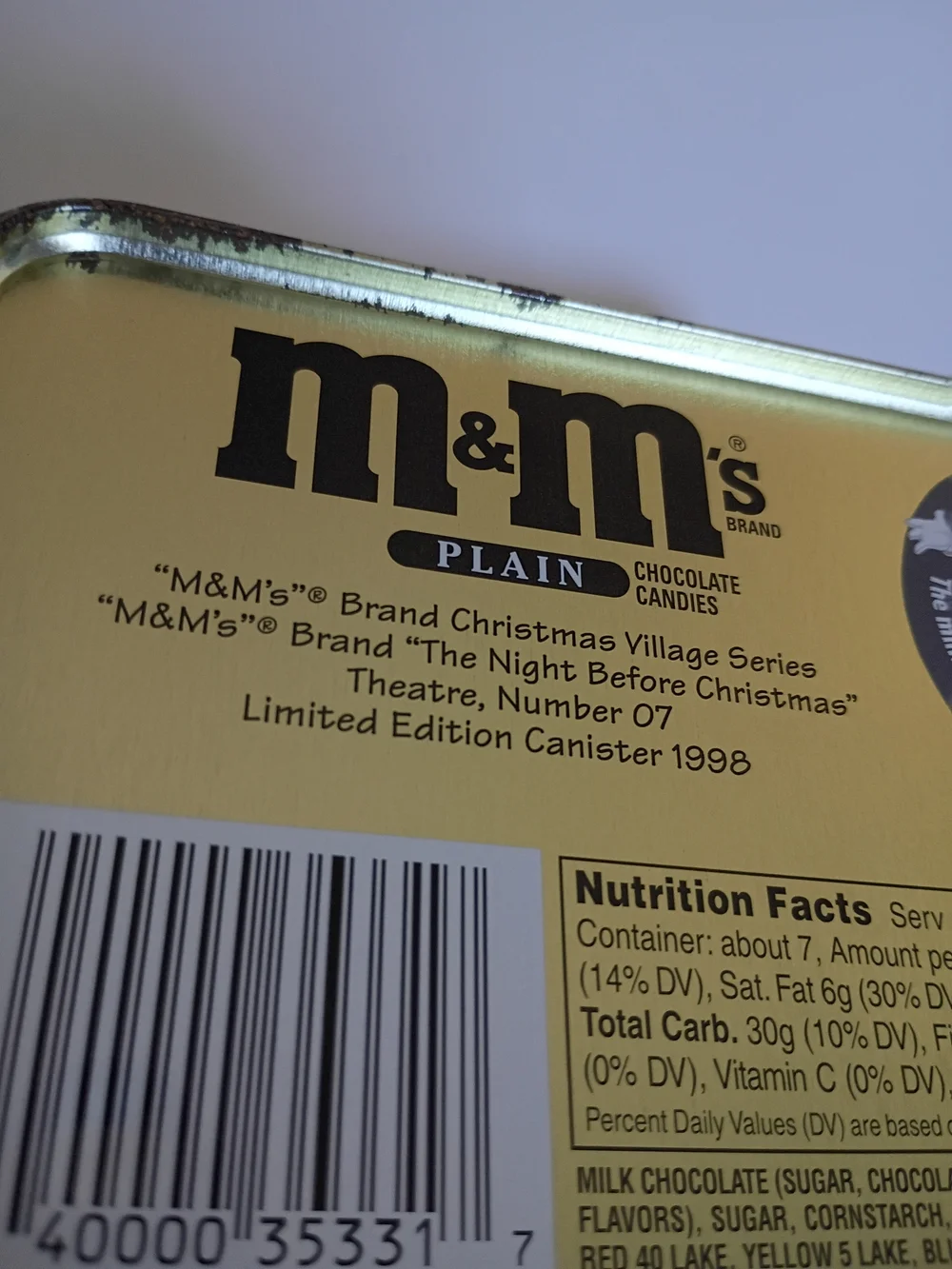 Vintage 1998 M&M's Christmas Tin Limited Edition Village Series Theater No 07